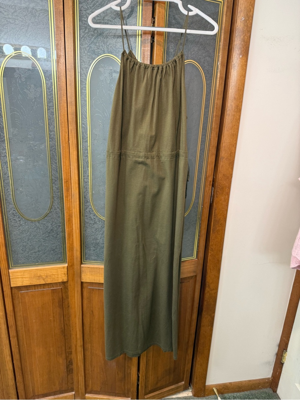 ZARA LADIES Olive Green Maxi Top with Elastic Waist and side slits. BRAND NEW
